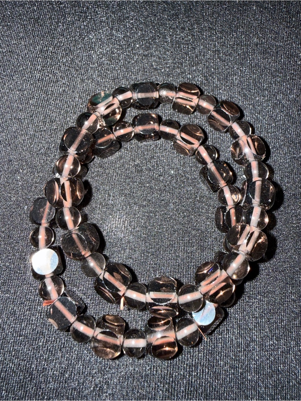 Authentic smokey quartz round and cubed style duo bracelet